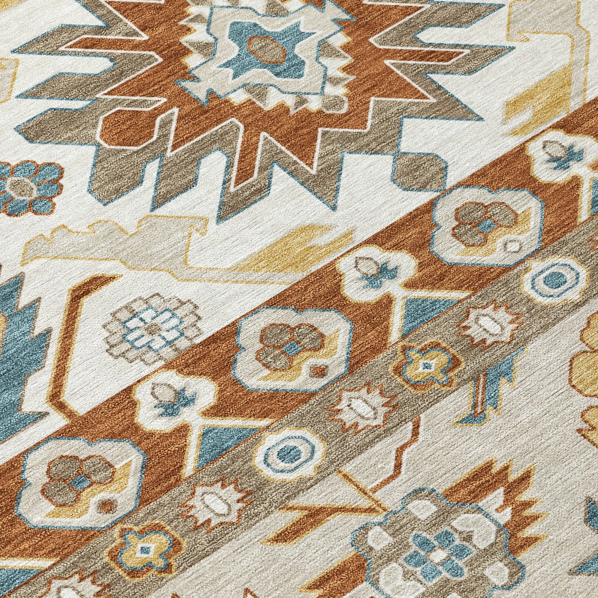 9' X 12' Orange And Gold Cactus Washable Indoor Outdoor Area Rug Homeroots Outdoor