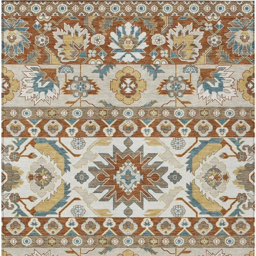 9' X 12' Orange And Gold Cactus Washable Indoor Outdoor Area Rug Homeroots Outdoor