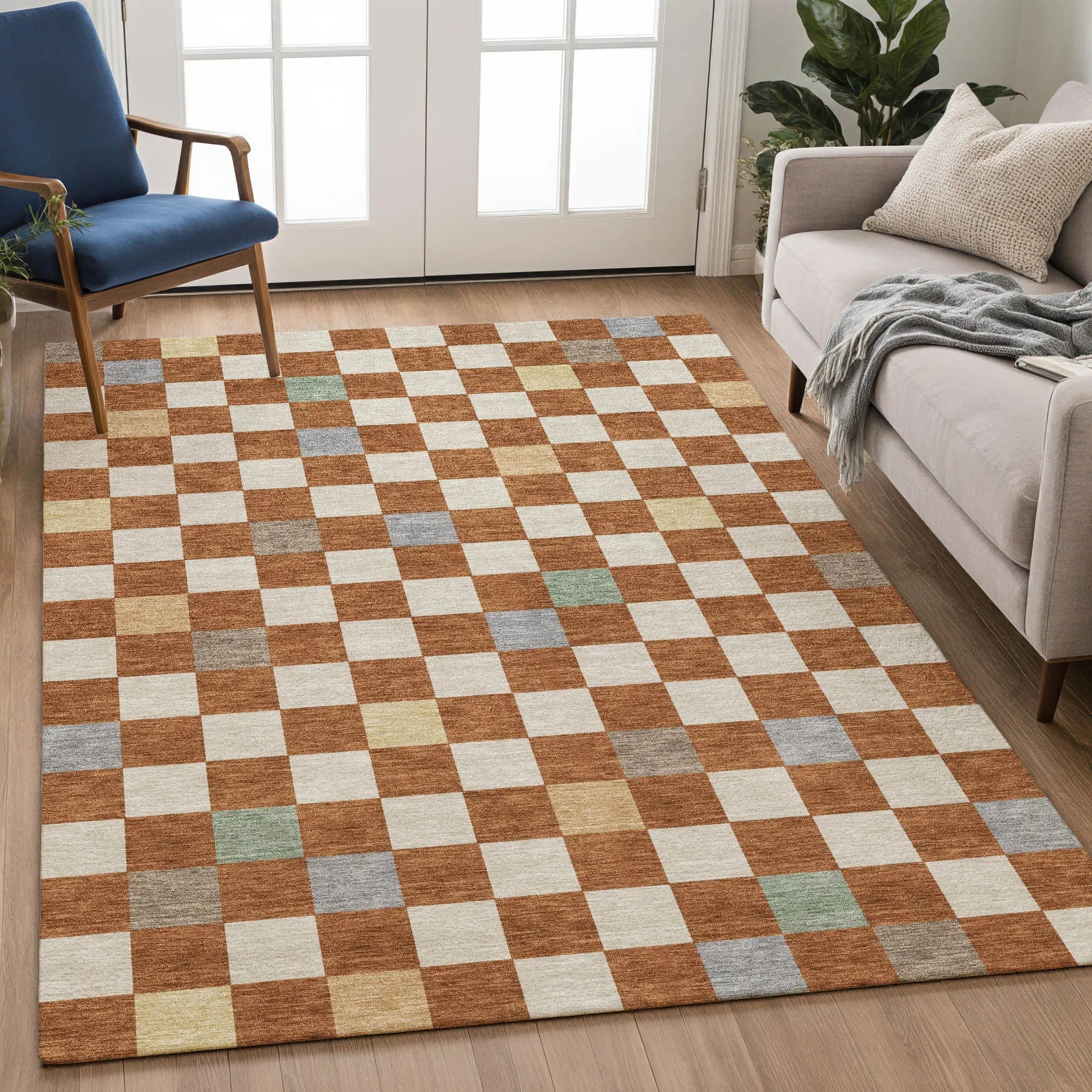 9' X 12' Orange And Gold Geometric Washable Indoor Outdoor Area Rug Homeroots Outdoor