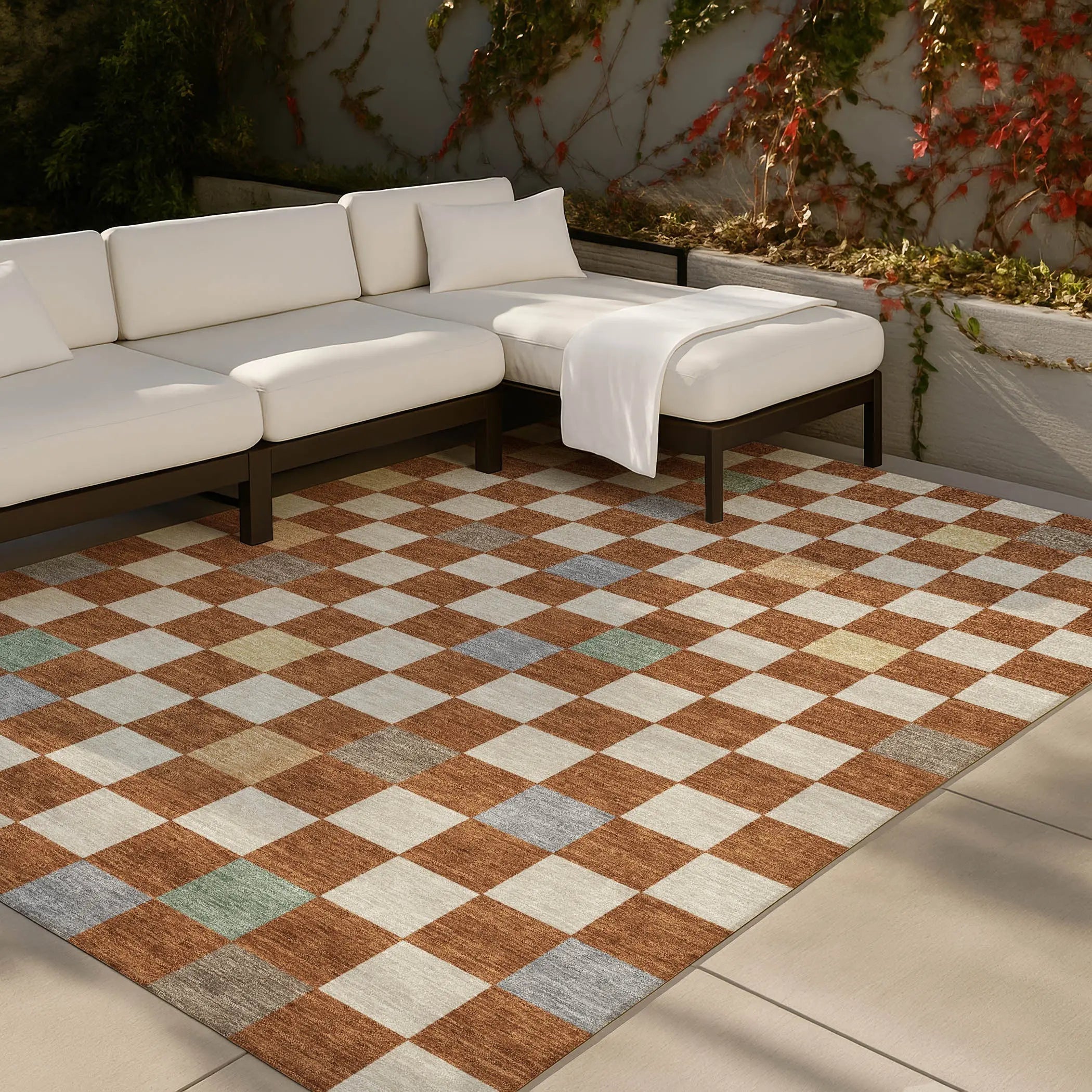 9' X 12' Orange And Gold Geometric Washable Indoor Outdoor Area Rug Homeroots Outdoor