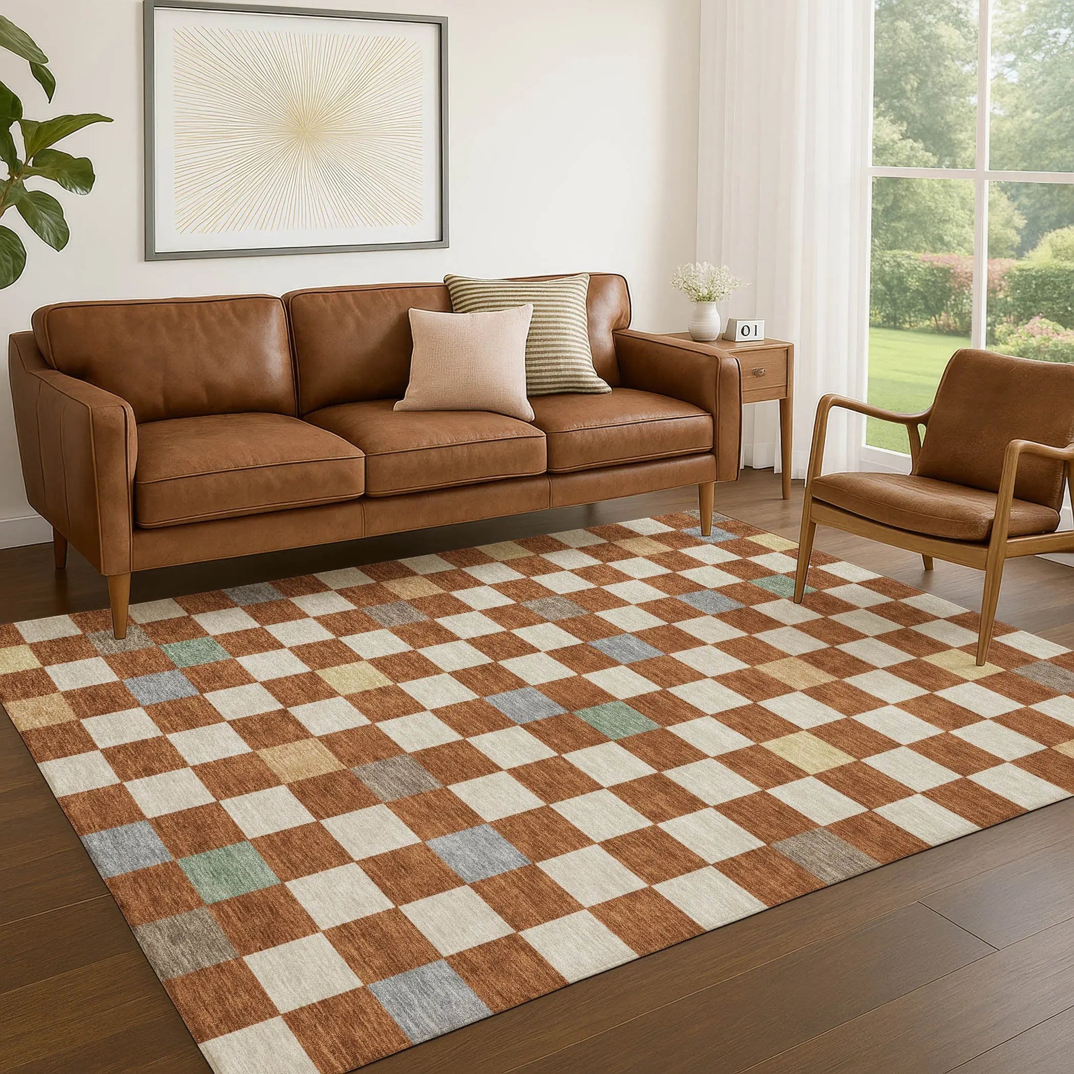 9' X 12' Orange And Gold Geometric Washable Indoor Outdoor Area Rug Homeroots Outdoor
