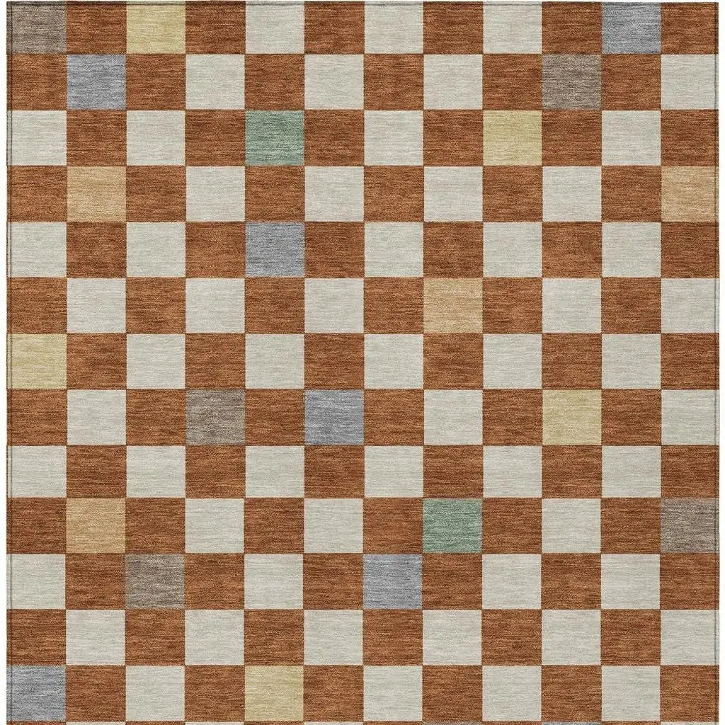9' X 12' Orange And Gold Geometric Washable Indoor Outdoor Area Rug Homeroots Outdoor