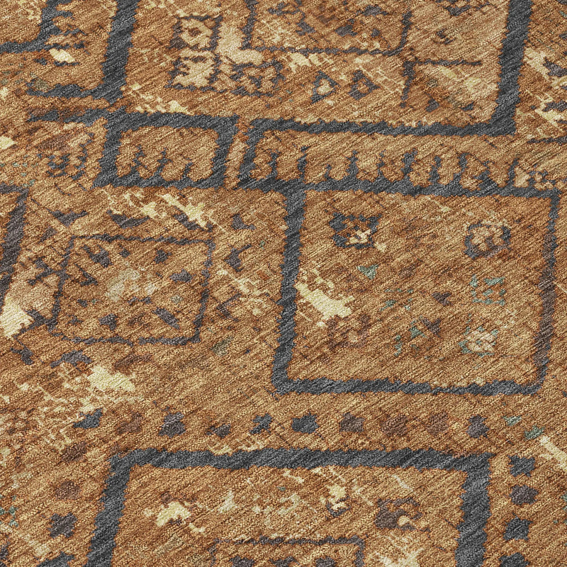 9' X 12' Orange And Gold Geometric Washable Indoor Outdoor Area Rug Homeroots Outdoor
