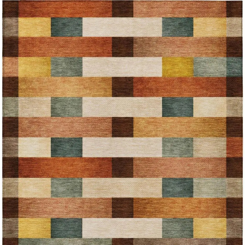 9' X 12' Orange And Gold Striped Washable Indoor Outdoor Area Rug Homeroots Outdoor