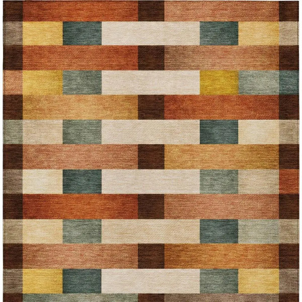 9' X 12' Orange And Gold Striped Washable Indoor Outdoor Area Rug Homeroots Outdoor