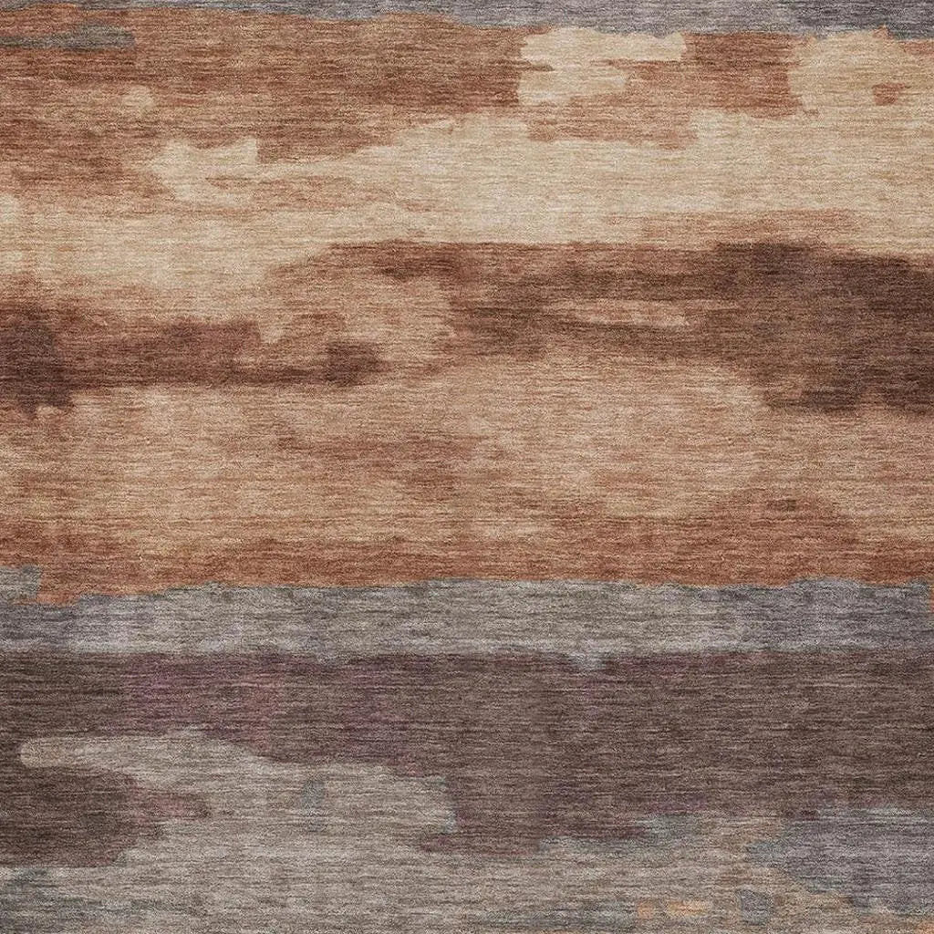 9' X 12' Orange And Gray Abstract Washable Indoor Outdoor Area Rug Homeroots Outdoor