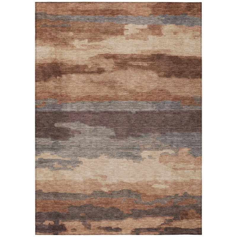 9' X 12' Orange And Gray Abstract Washable Indoor Outdoor Area Rug Homeroots Outdoor