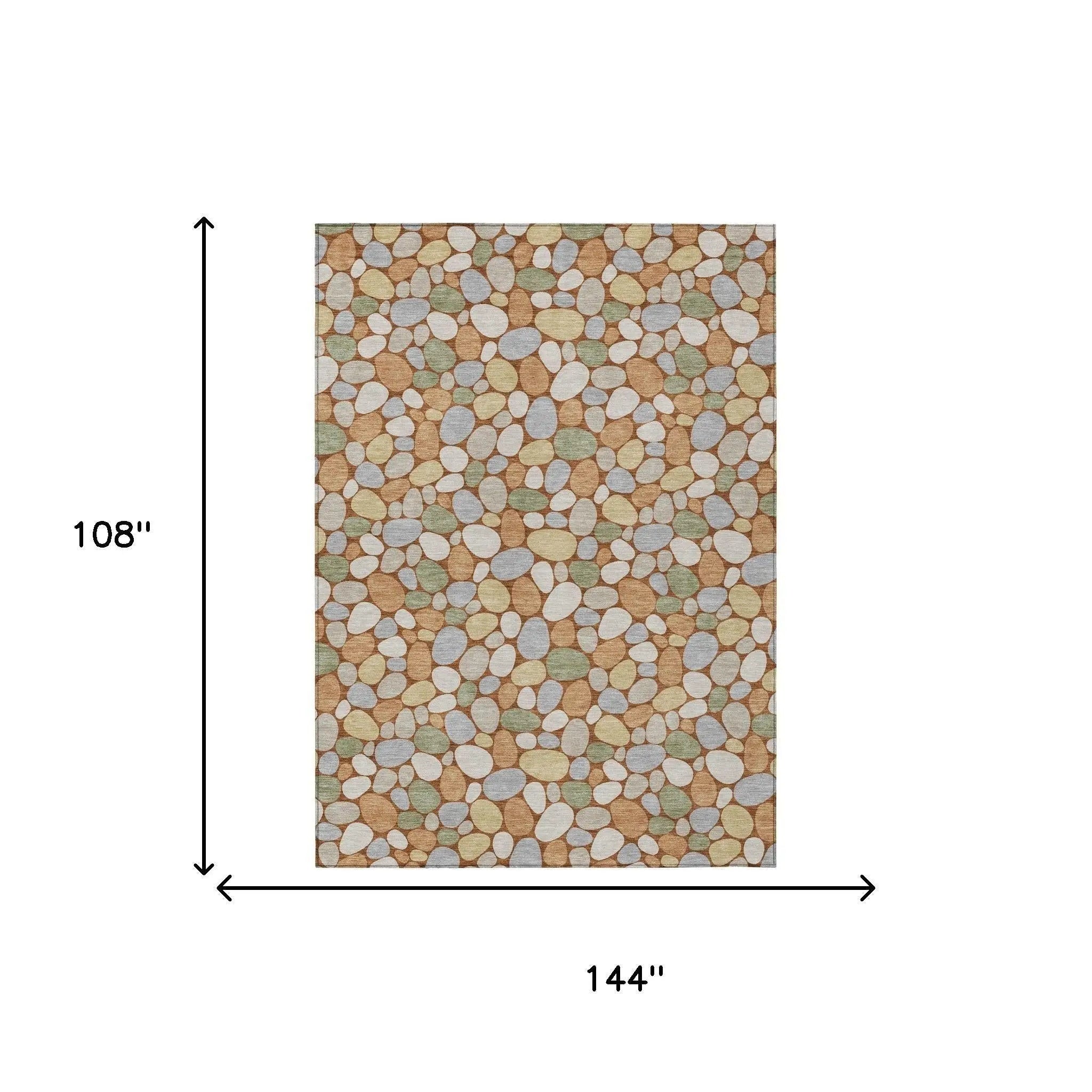 9' X 12' Orange And Gray Geometric Washable Indoor Outdoor Area Rug Homeroots Outdoor