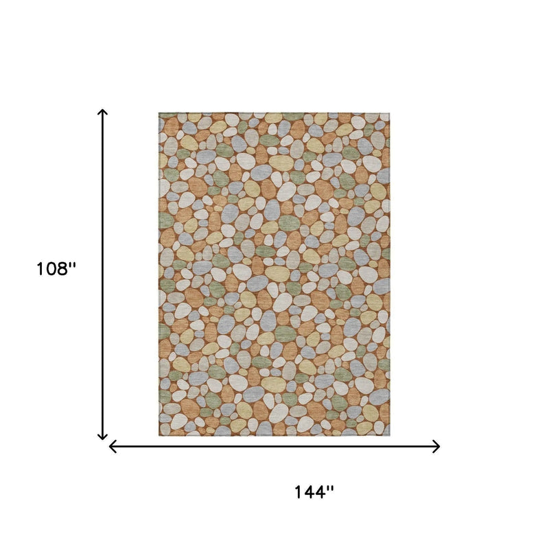 9' X 12' Orange And Gray Geometric Washable Indoor Outdoor Area Rug Homeroots Outdoor