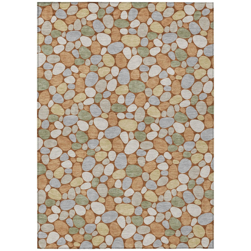 9' X 12' Orange And Gray Geometric Washable Indoor Outdoor Area Rug Homeroots Outdoor