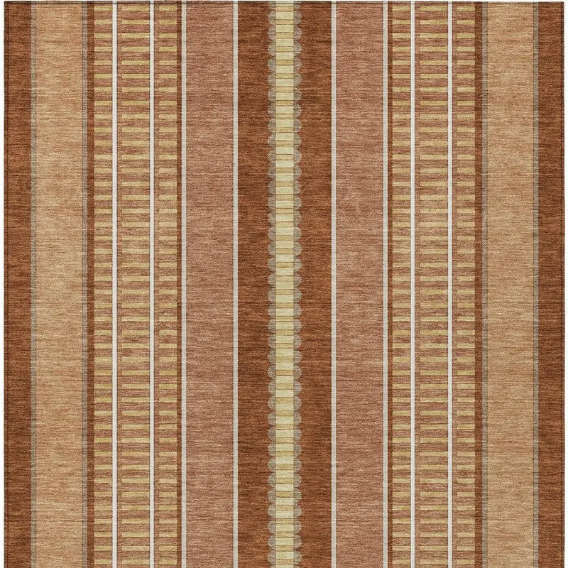 9' X 12' Orange And Gray Striped Washable Indoor Outdoor Area Rug Homeroots Outdoor