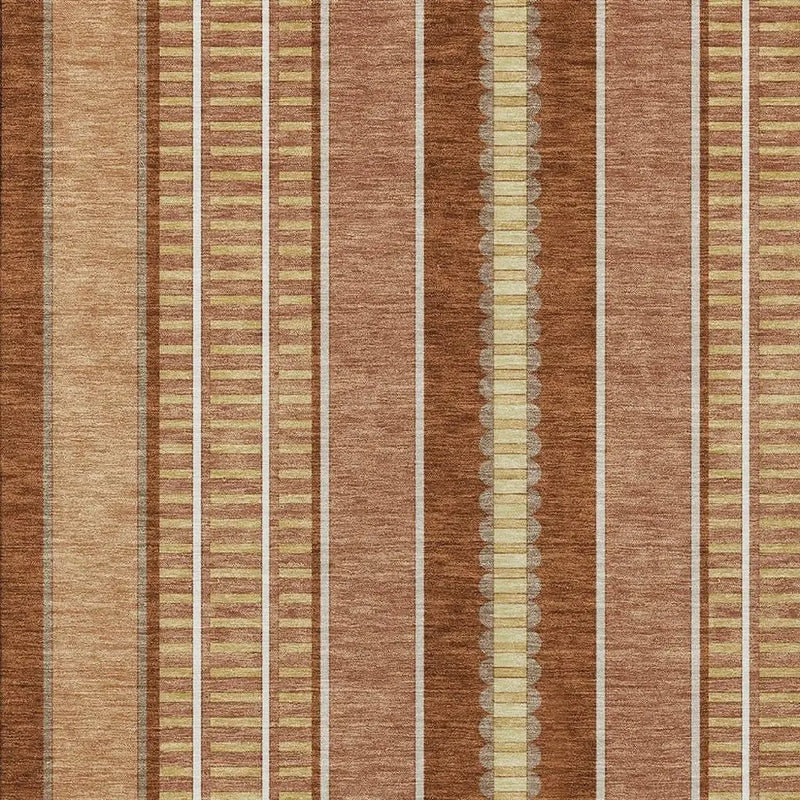 9' X 12' Orange And Gray Striped Washable Indoor Outdoor Area Rug Homeroots Outdoor