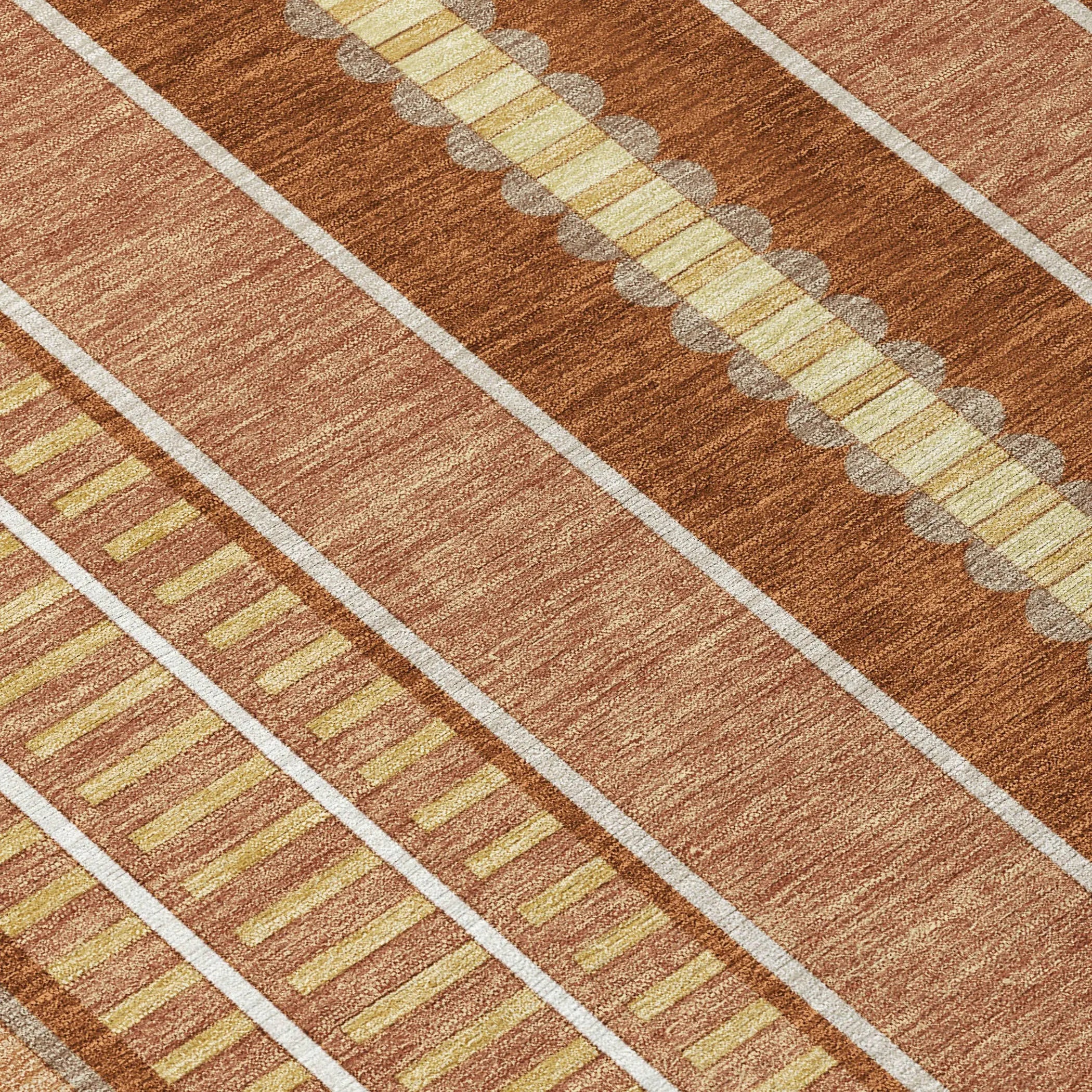9' X 12' Orange And Gray Striped Washable Indoor Outdoor Area Rug Homeroots Outdoor