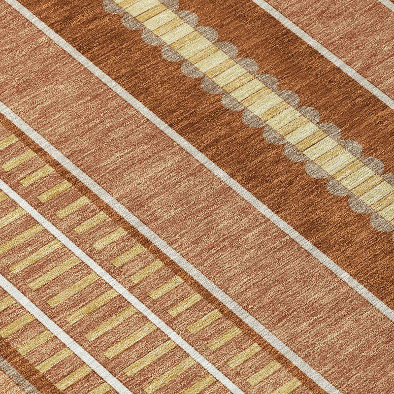 9' X 12' Orange And Gray Striped Washable Indoor Outdoor Area Rug Homeroots Outdoor