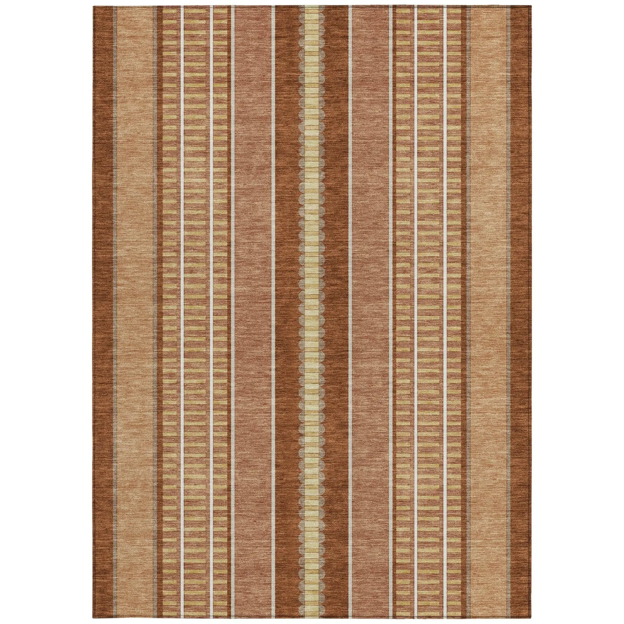 9' X 12' Orange And Gray Striped Washable Indoor Outdoor Area Rug Homeroots Outdoor
