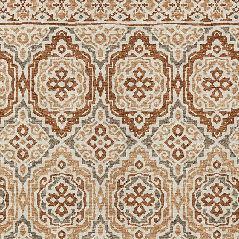 9' X 12' Orange And Gray Tribal Washable Indoor Outdoor Area Rug Homeroots Outdoor