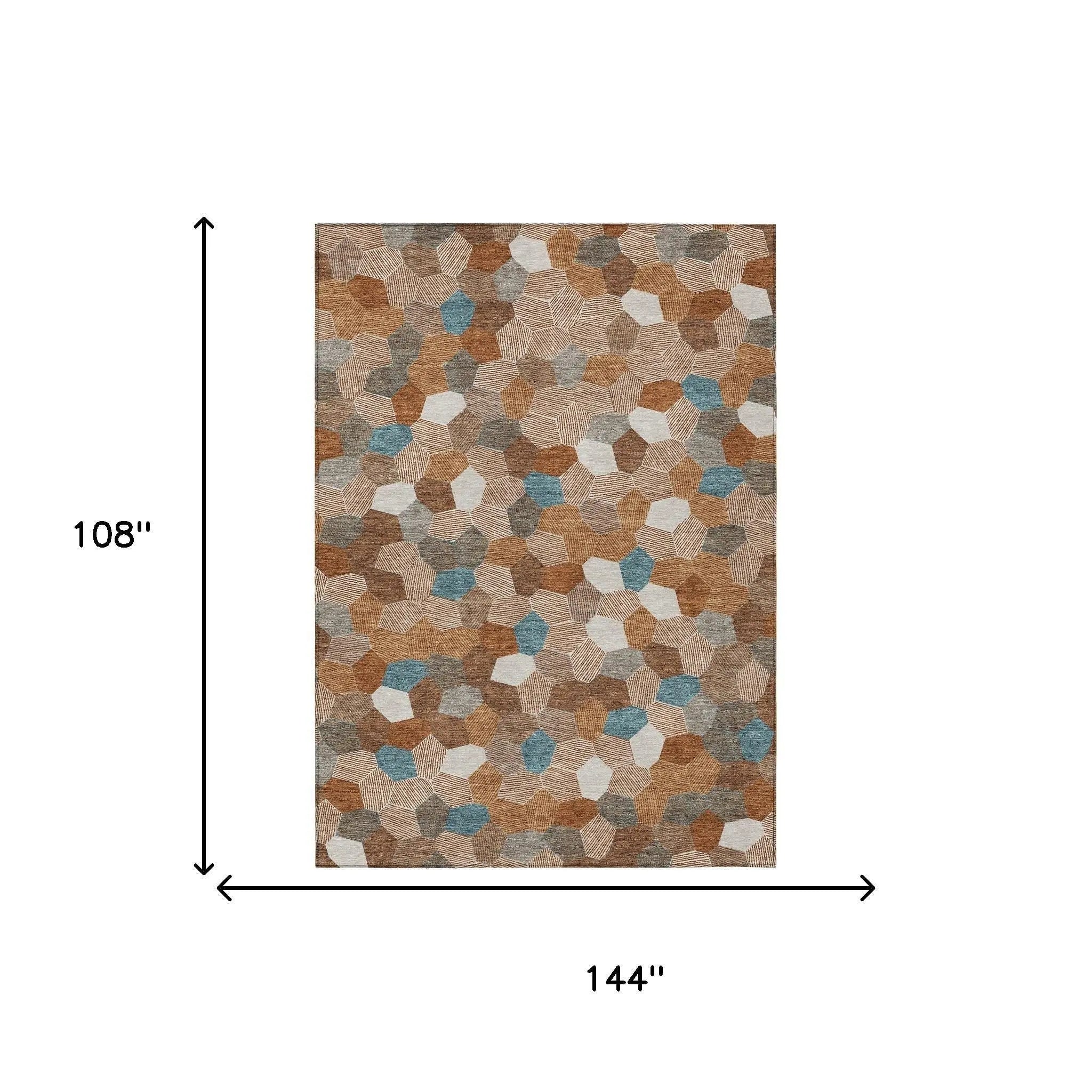 9' X 12' Orange And Ivory Geometric Washable Indoor Outdoor Area Rug Homeroots Outdoor