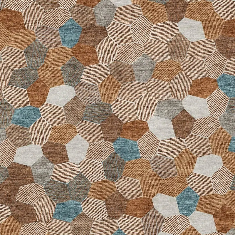 9' X 12' Orange And Ivory Geometric Washable Indoor Outdoor Area Rug Homeroots Outdoor