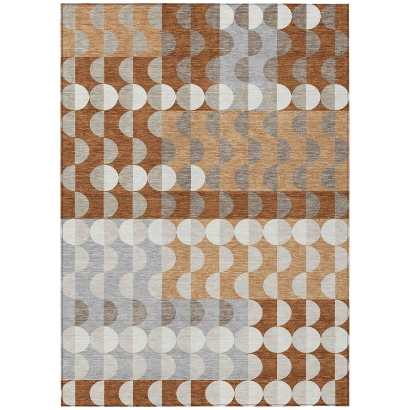 9' X 12' Orange And Ivory Geometric Washable Indoor Outdoor Area Rug Homeroots Outdoor