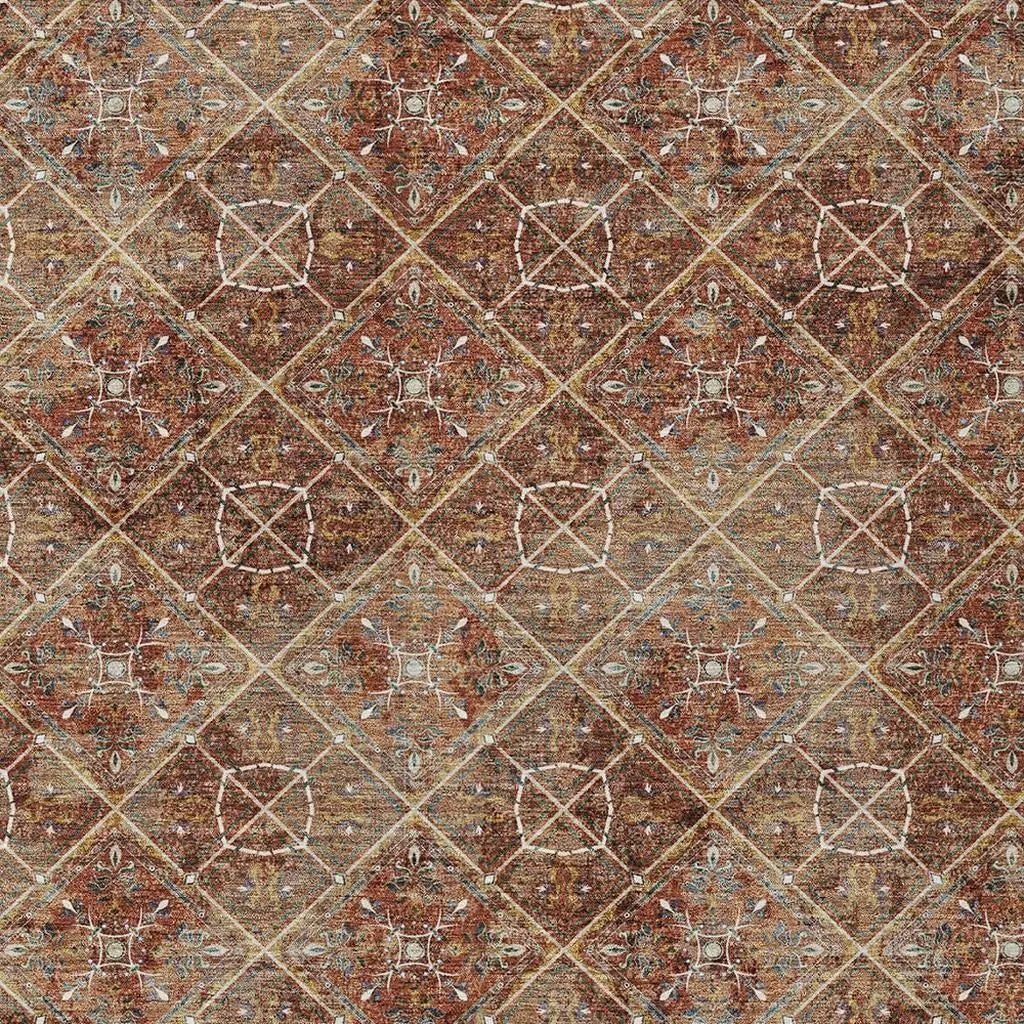 9' X 12' Orange And Khaki Geometric Washable Indoor Outdoor Area Rug Homeroots Outdoor