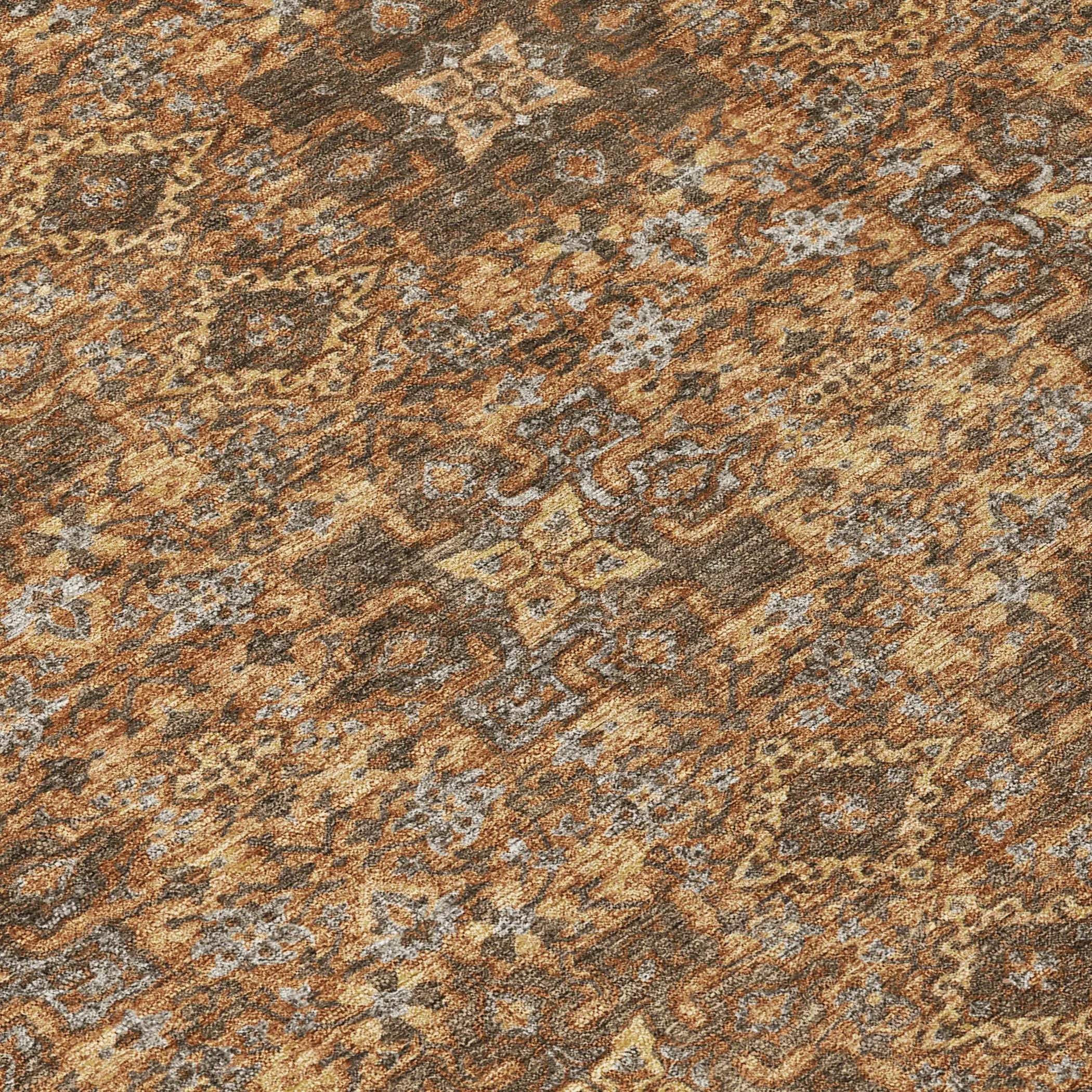 9' X 12' Orange And Linen Oriental Washable Indoor Outdoor Area Rug Homeroots Outdoor