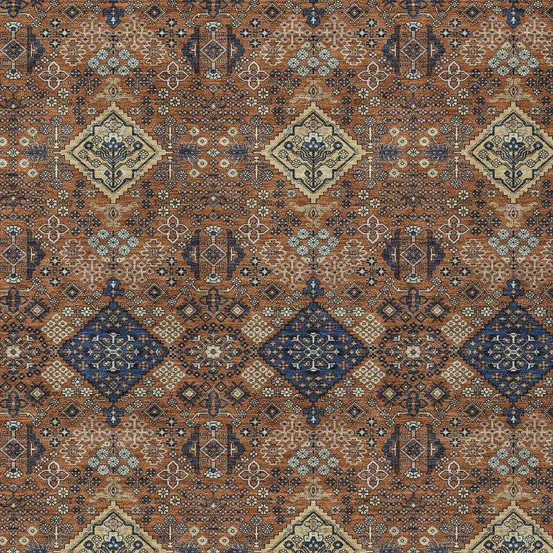 9' X 12' Orange And Navy Blue Geometric Washable Indoor Outdoor Area Rug Homeroots Outdoor