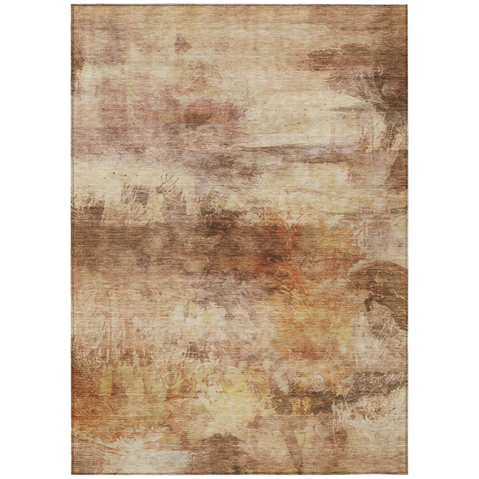 9' X 12' Orange And Peach Abstract Washable Indoor Outdoor Area Rug Homeroots Outdoor