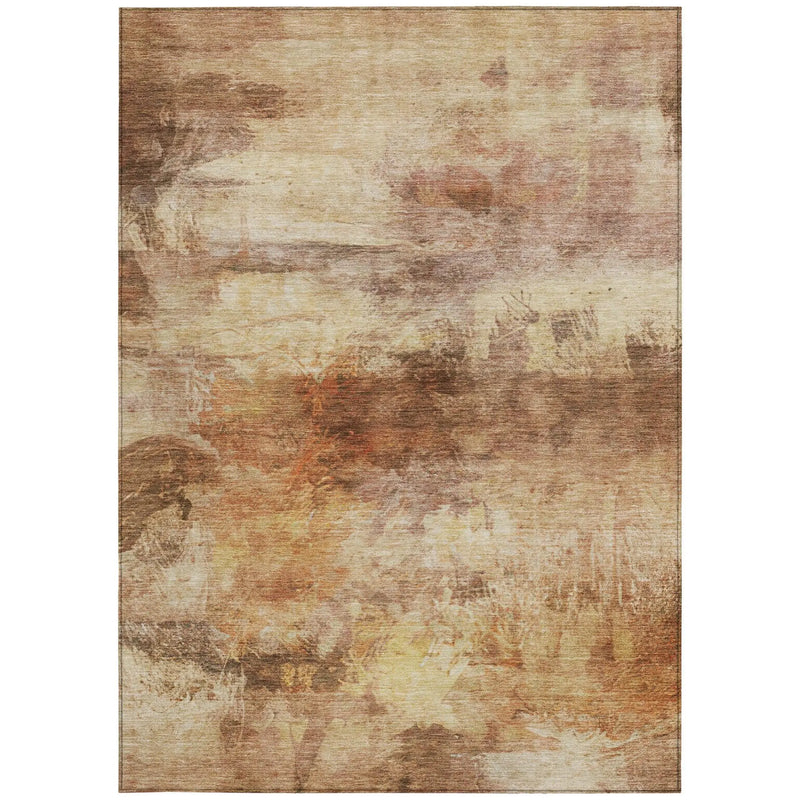 9' X 12' Orange And Peach Abstract Washable Indoor Outdoor Area Rug Homeroots Outdoor