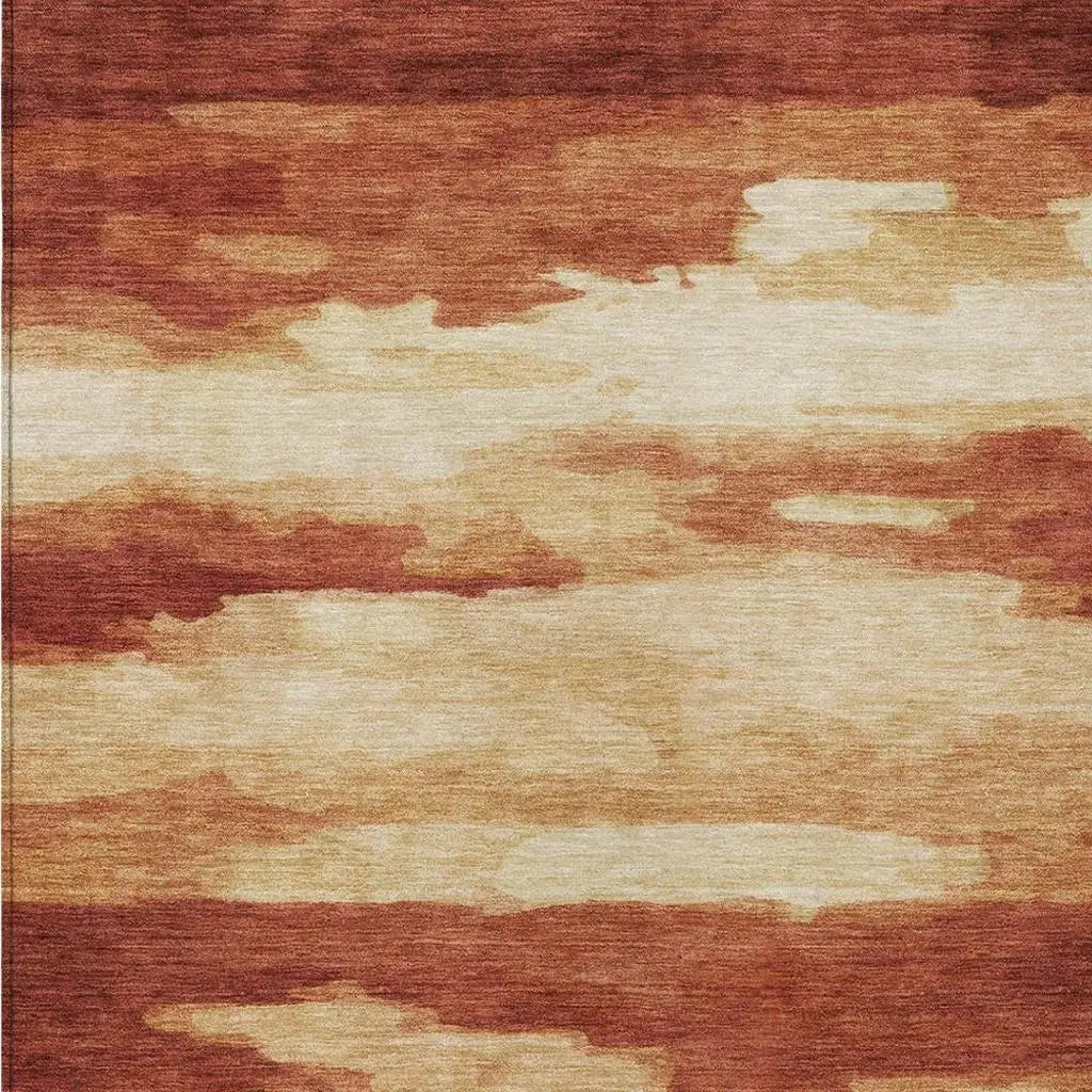 9' X 12' Orange And Red Abstract Washable Indoor Outdoor Area Rug Homeroots Outdoor
