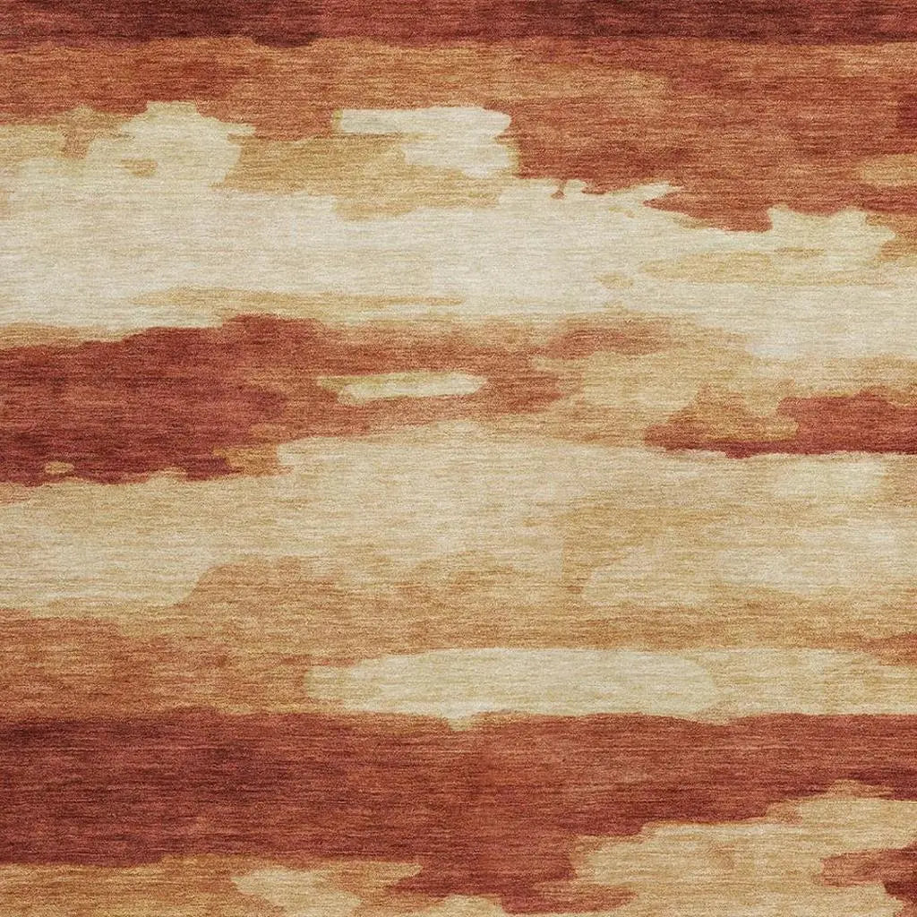 9' X 12' Orange And Red Abstract Washable Indoor Outdoor Area Rug Homeroots Outdoor