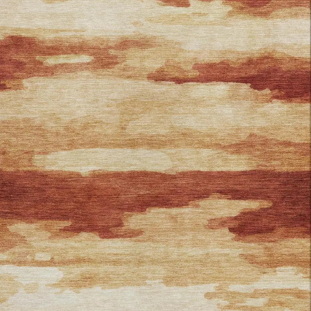 9' X 12' Orange And Red Abstract Washable Indoor Outdoor Area Rug Homeroots Outdoor