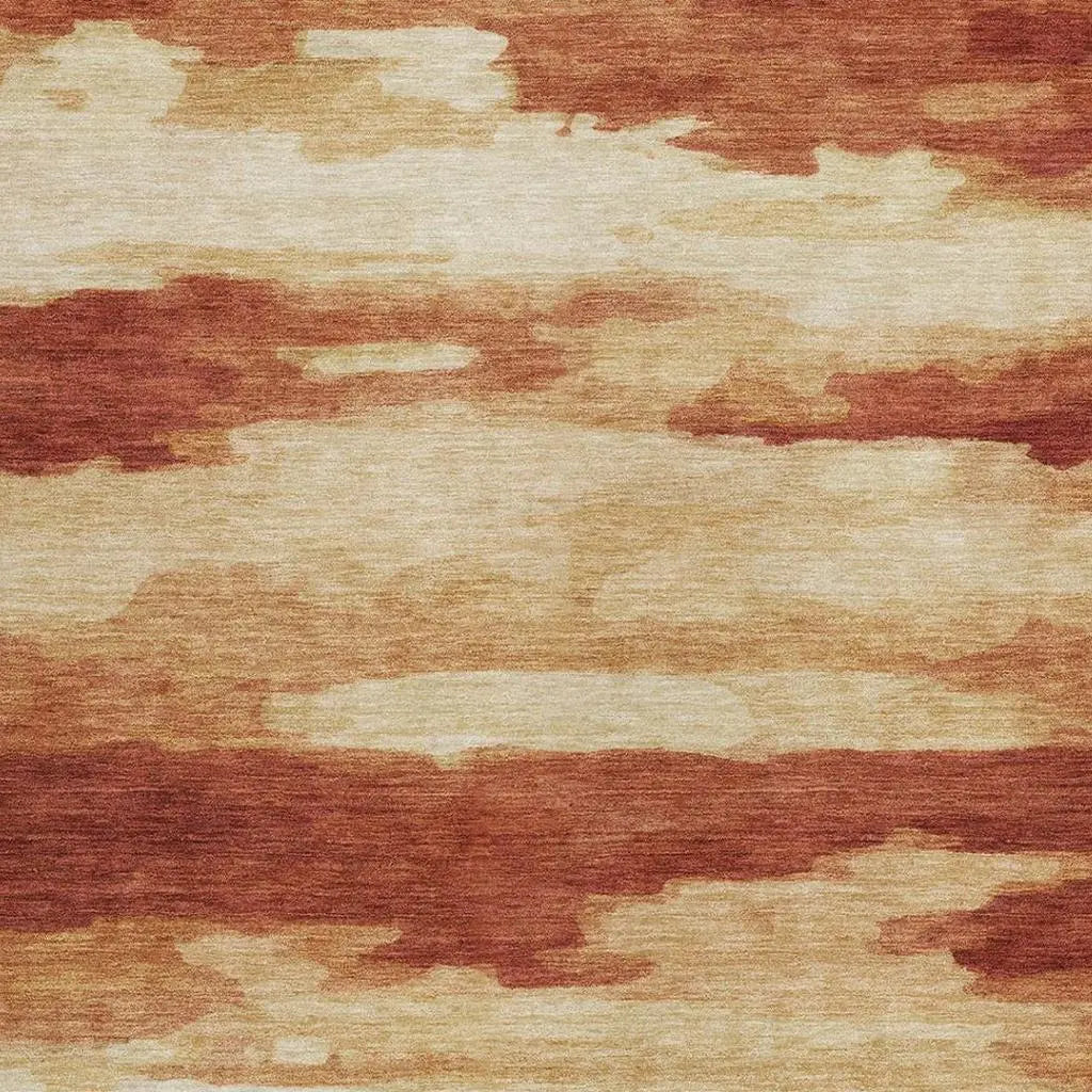 9' X 12' Orange And Red Abstract Washable Indoor Outdoor Area Rug Homeroots Outdoor