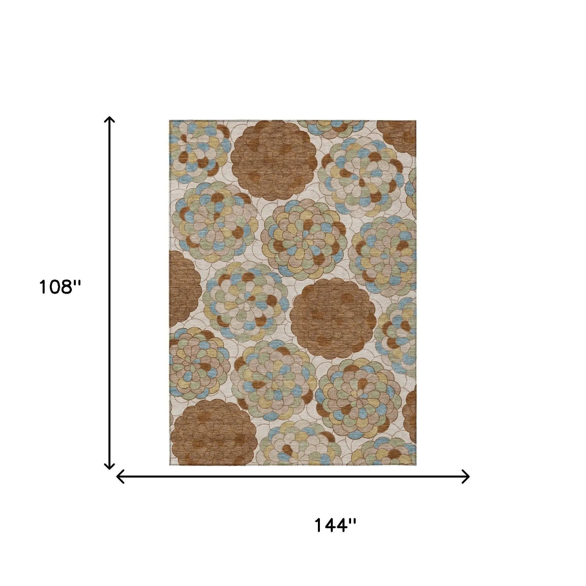 9' X 12' Orange And Rust Floral Washable Indoor Outdoor Area Rug Homeroots Outdoor