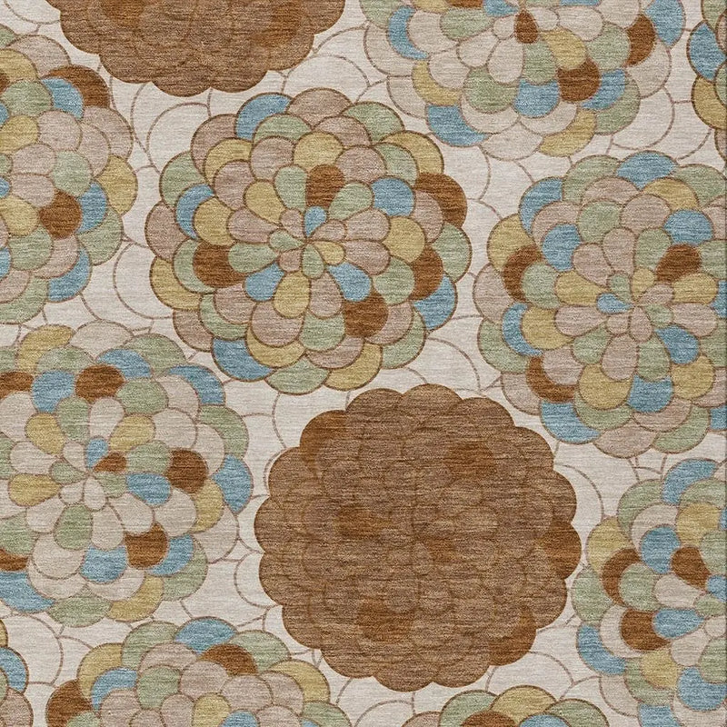 9' X 12' Orange And Rust Floral Washable Indoor Outdoor Area Rug Homeroots Outdoor