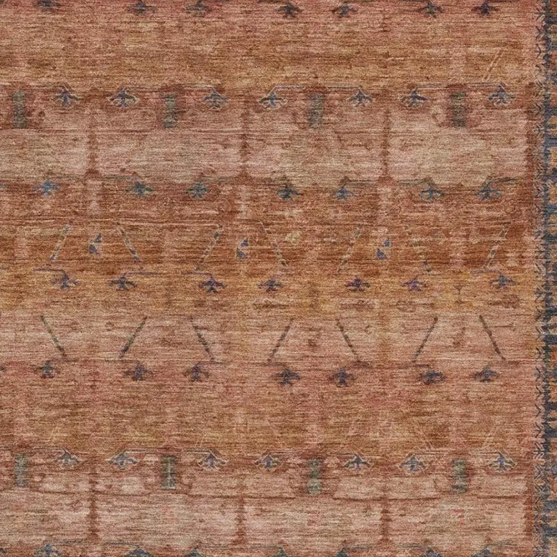 9' X 12' Orange And Rust Tribal Washable Indoor Outdoor Area Rug Homeroots Outdoor