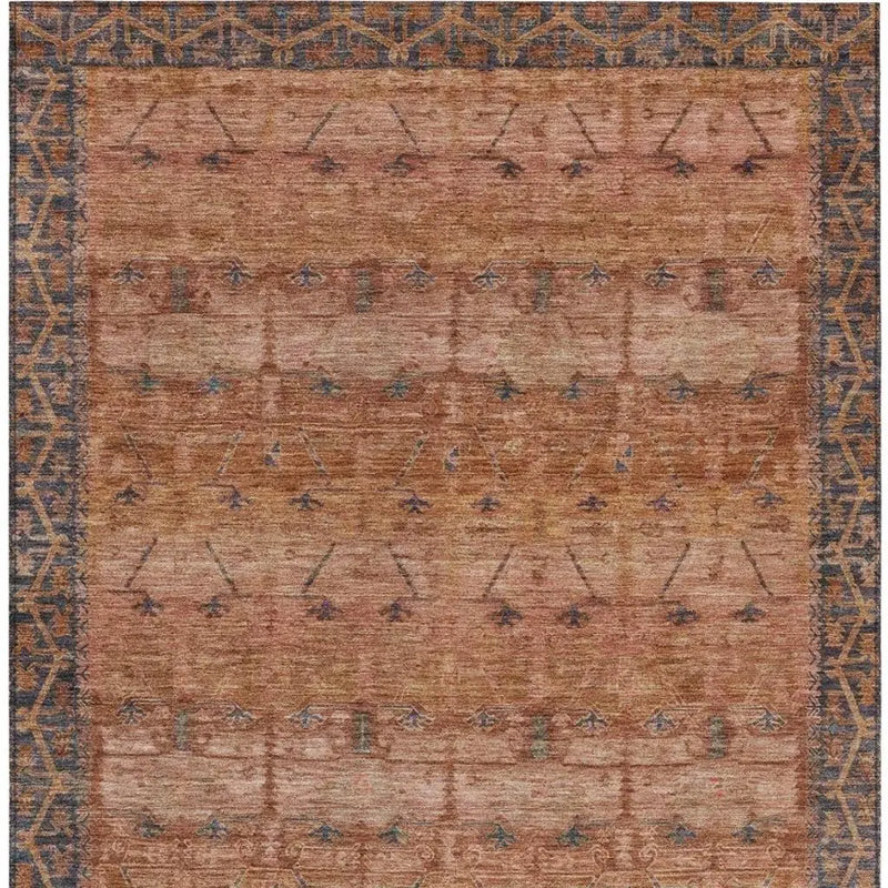 9' X 12' Orange And Rust Tribal Washable Indoor Outdoor Area Rug Homeroots Outdoor