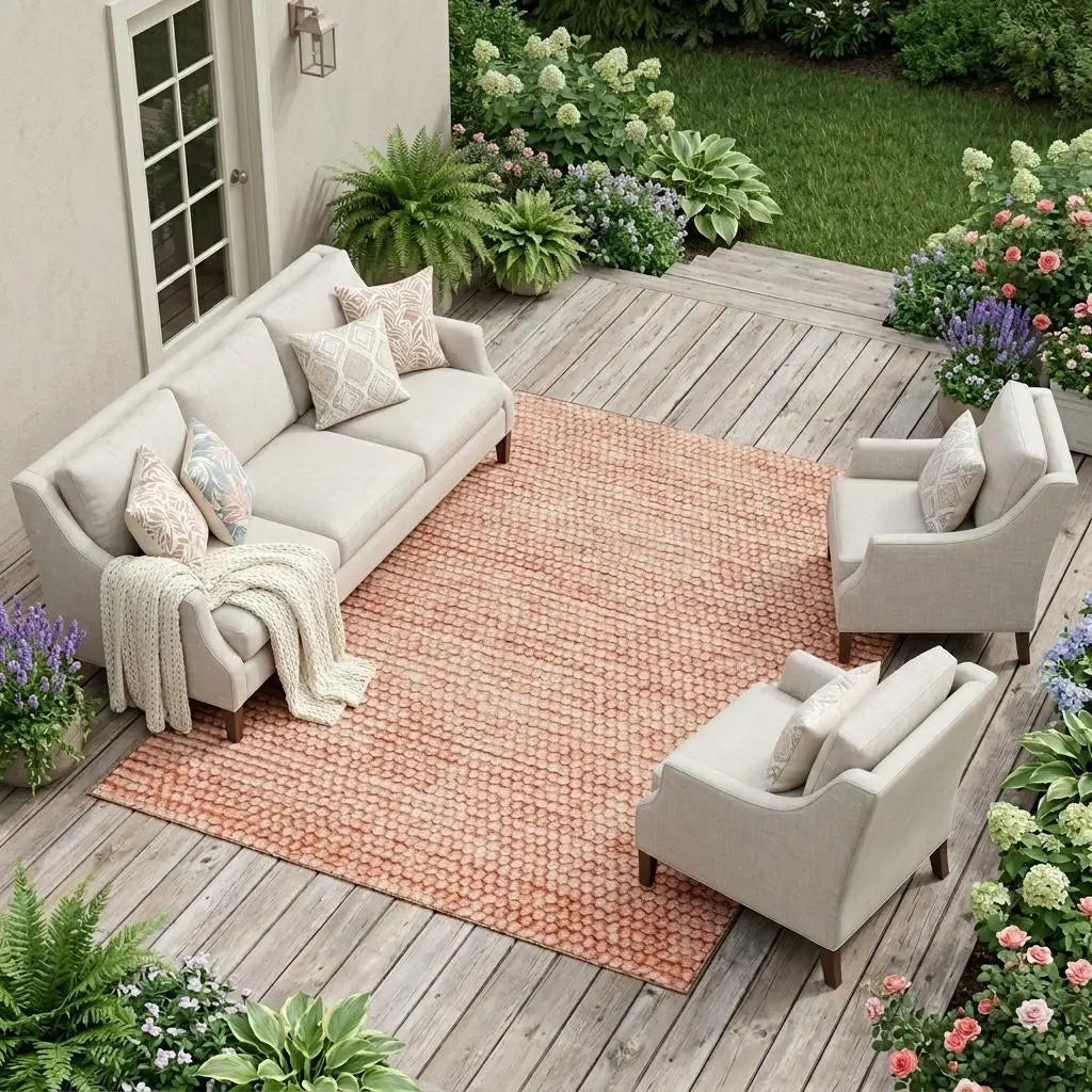 9' X 12' Orange And Salmon Striped Washable Indoor Outdoor Area Rug Homeroots Outdoor