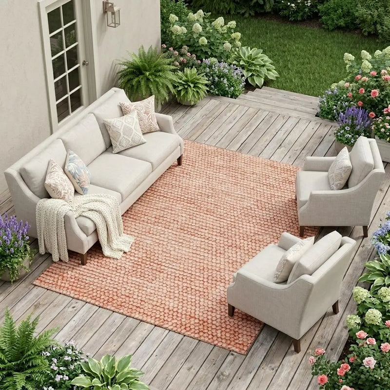 9' X 12' Orange And Salmon Striped Washable Indoor Outdoor Area Rug Homeroots Outdoor