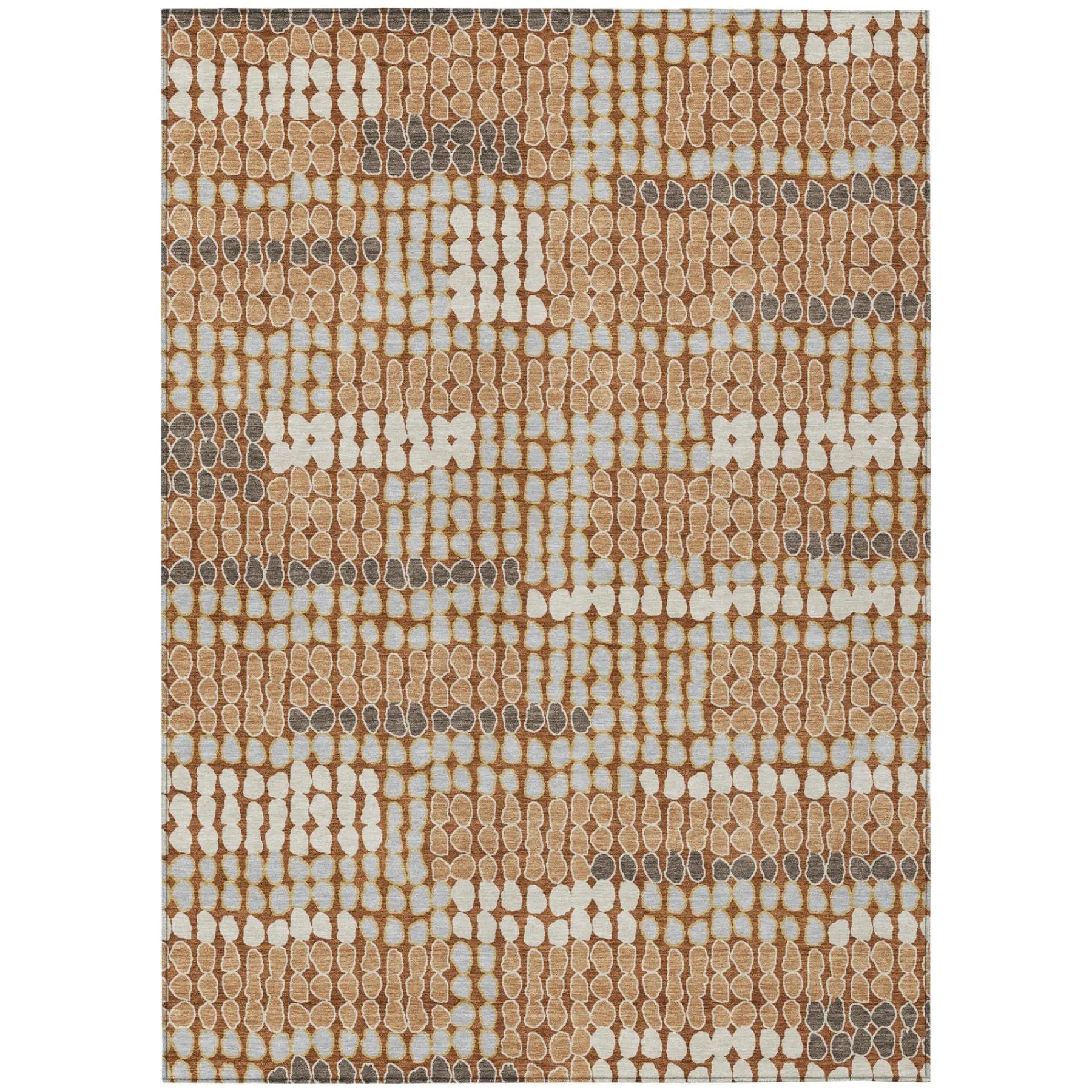 9' X 12' Orange And Silver Geometric Washable Indoor Outdoor Area Rug Homeroots Outdoor