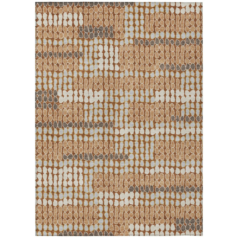 9' X 12' Orange And Silver Geometric Washable Indoor Outdoor Area Rug Homeroots Outdoor