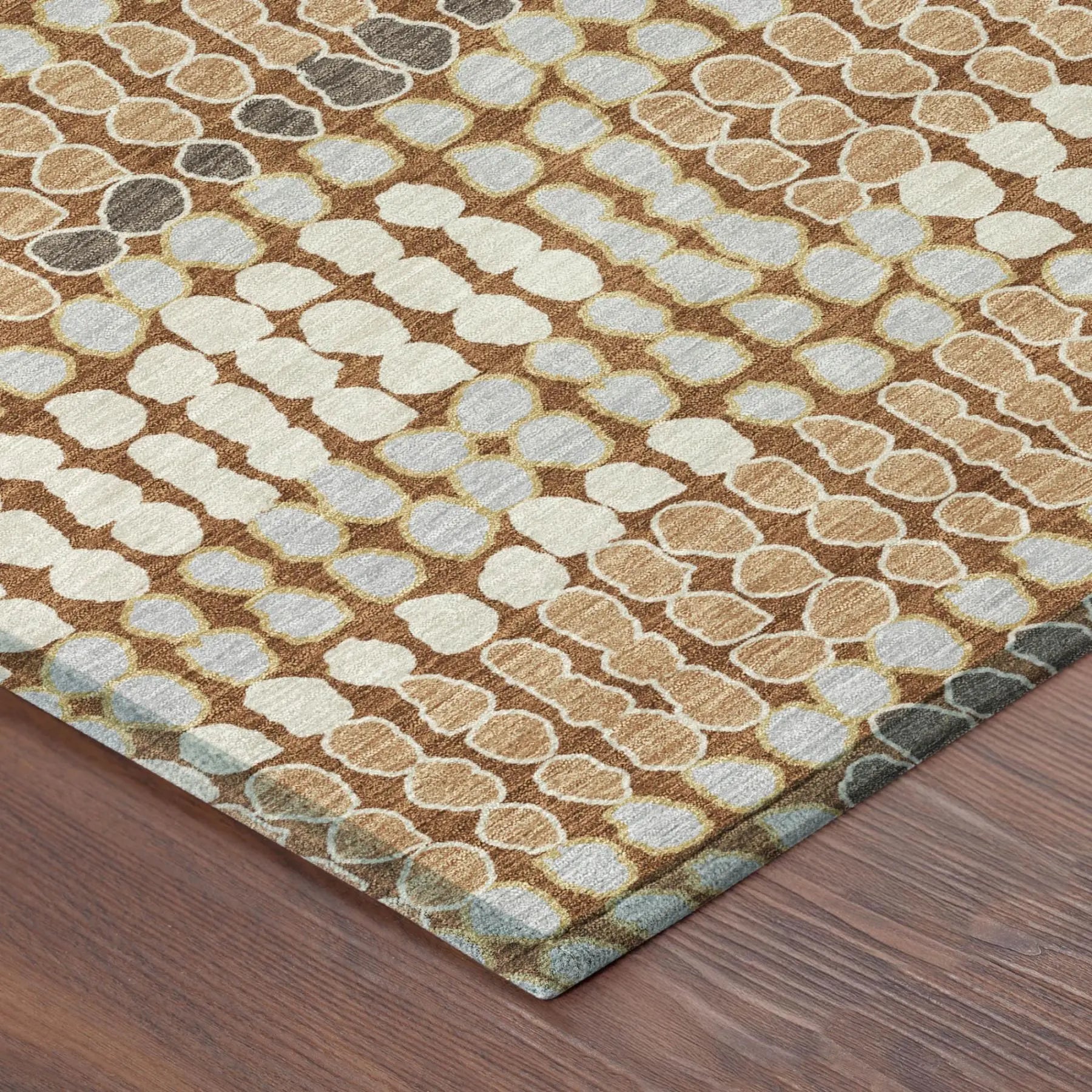 9' X 12' Orange And Silver Geometric Washable Indoor Outdoor Area Rug Homeroots Outdoor