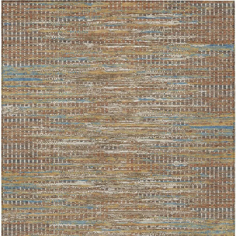 9' X 12' Orange And Taupe Abstract Washable Indoor Outdoor Area Rug Homeroots Outdoor
