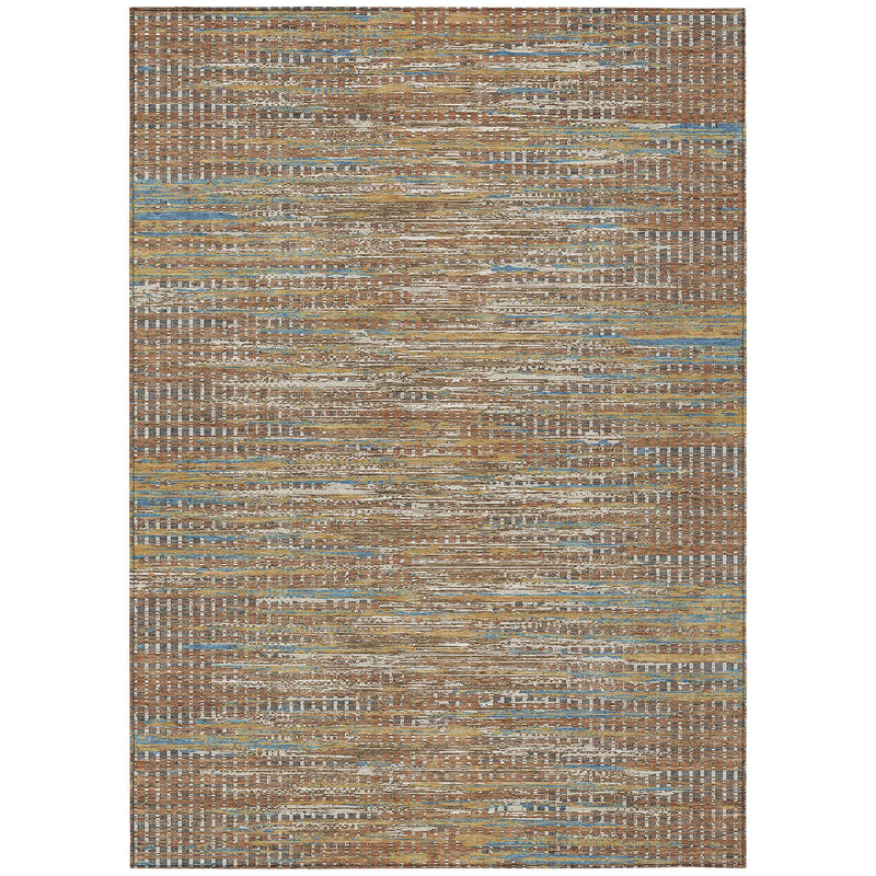 9' X 12' Orange And Taupe Abstract Washable Indoor Outdoor Area Rug Homeroots Outdoor