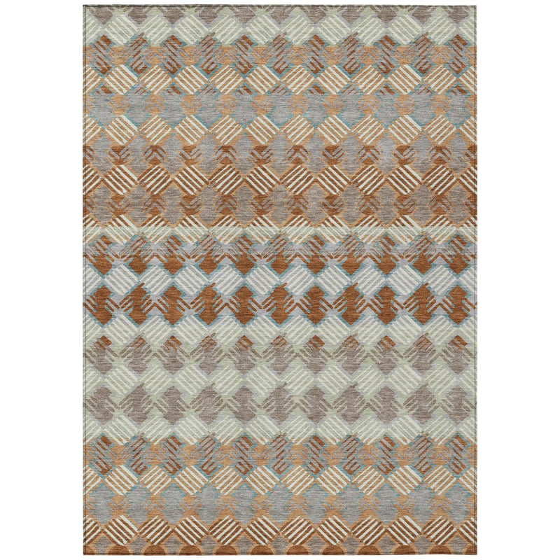 9' X 12' Orange And Taupe Striped Washable Indoor Outdoor Area Rug Homeroots Outdoor