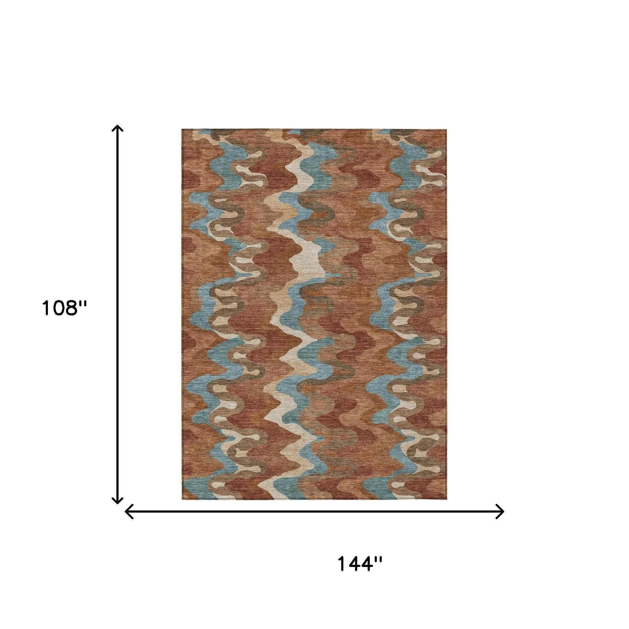9' X 12' Orange And Teal Blue Abstract Washable Indoor Outdoor Area Rug Homeroots Outdoor