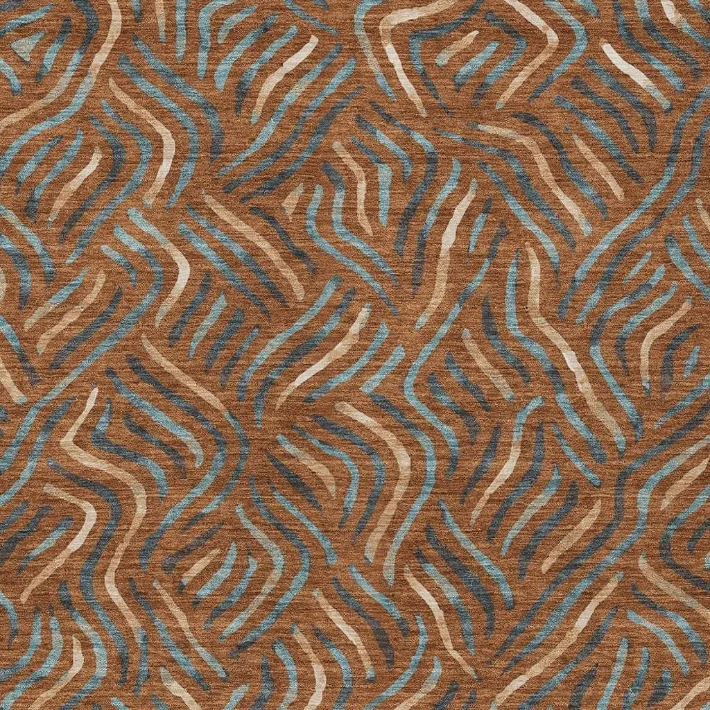 9' X 12' Orange And Teal Blue Abstract Washable Indoor Outdoor Area Rug Homeroots Outdoor