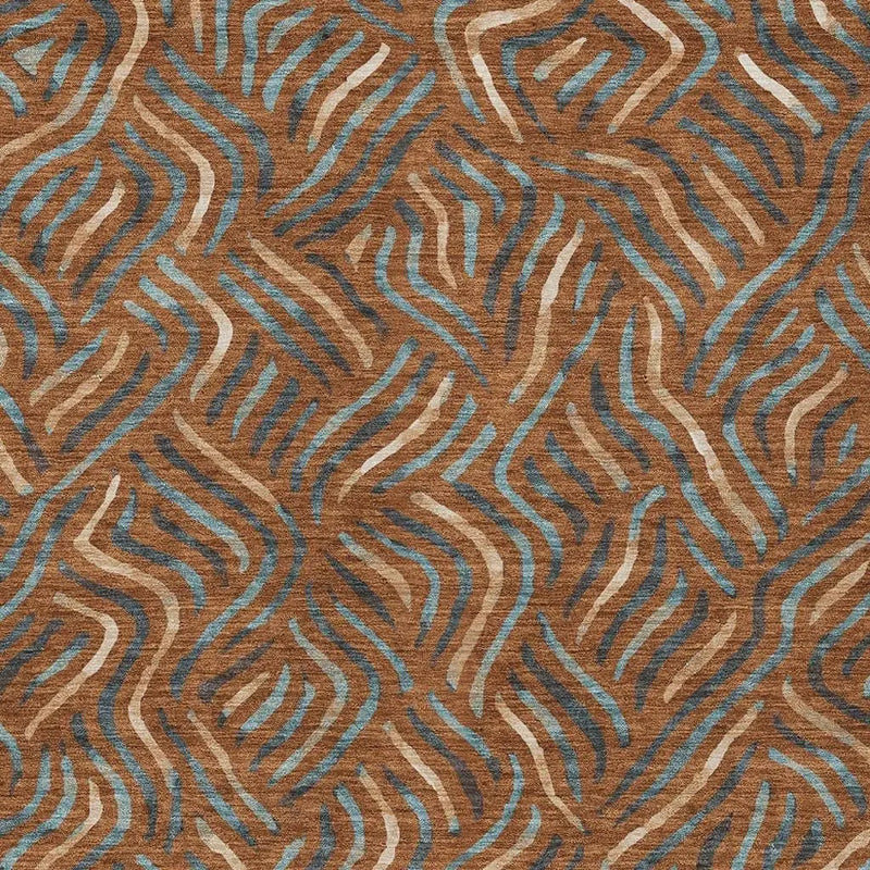 9' X 12' Orange And Teal Blue Abstract Washable Indoor Outdoor Area Rug Homeroots Outdoor