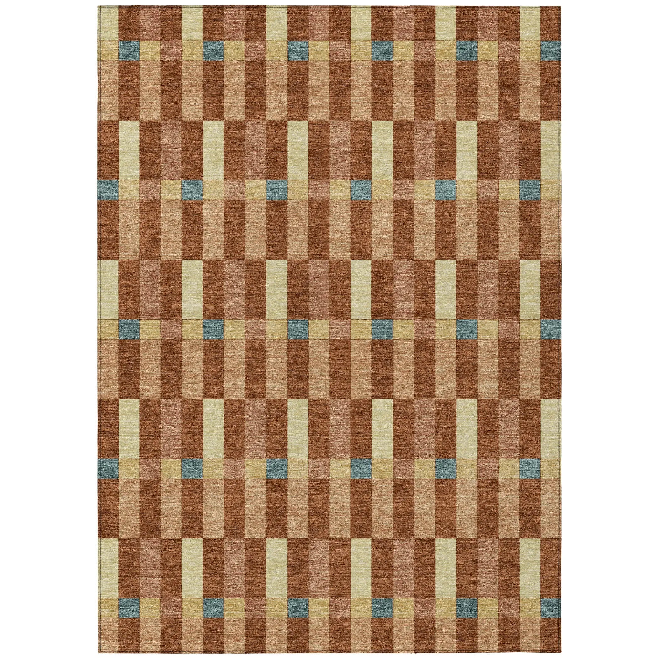 9' X 12' Orange And Teal Blue Geometric Washable Indoor Outdoor Area Rug Homeroots Outdoor