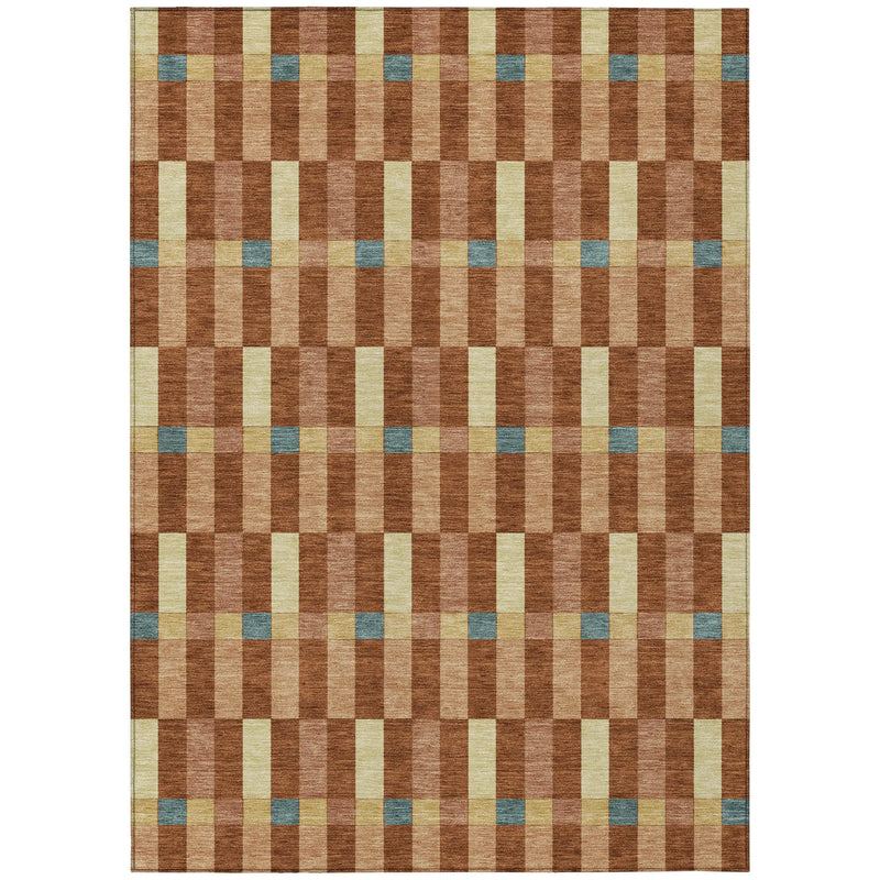 9' X 12' Orange And Teal Blue Geometric Washable Indoor Outdoor Area Rug Homeroots Outdoor