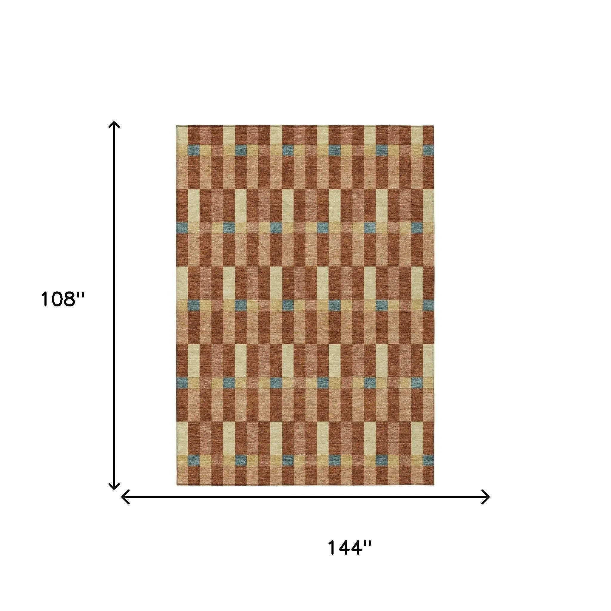 9' X 12' Orange And Teal Blue Geometric Washable Indoor Outdoor Area Rug Homeroots Outdoor